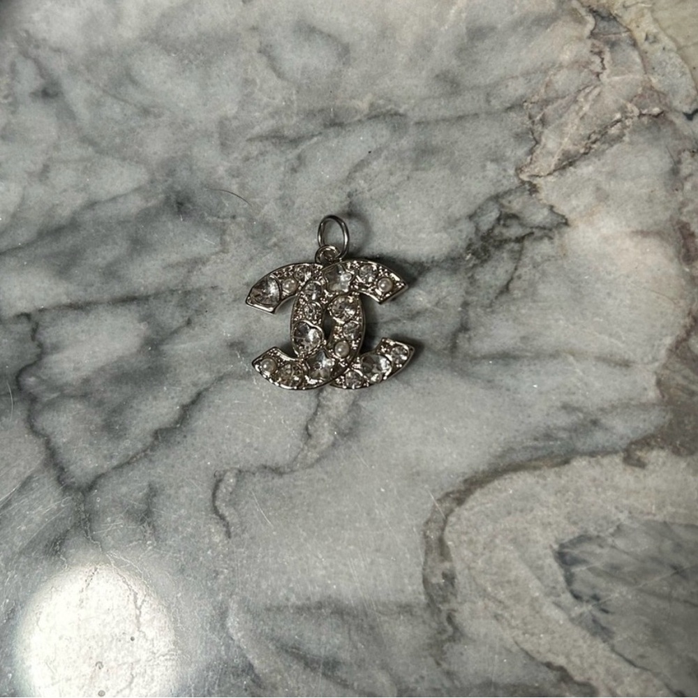 STUNNING CHANEL CC Silver Rhinestone Charm